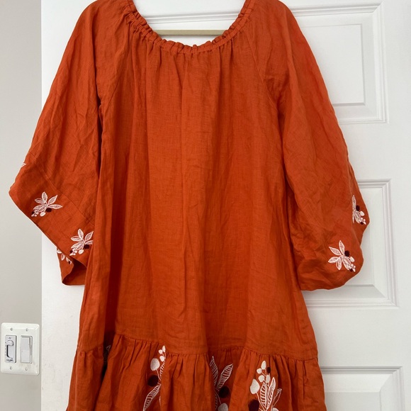 Elegant Orange Off-Shoulder Blouse with Embroidery - Picture 4 of 4